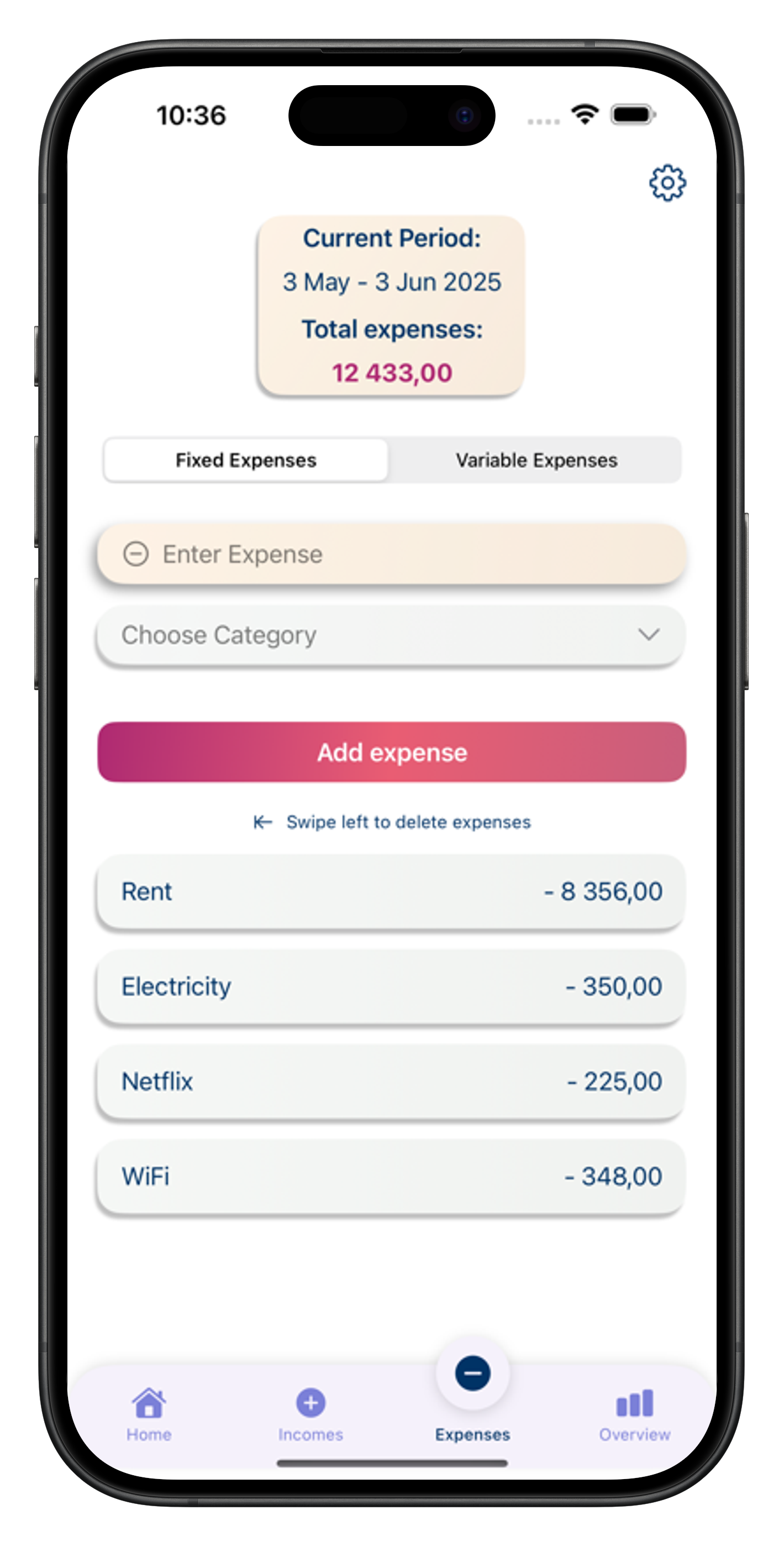 Expenses Tab